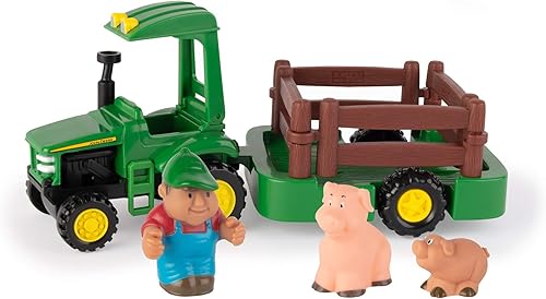 Miniatura 1 de TOMY John Deere 1st Farming Fun Hauling Set con tractor, remolque, granjero y animales