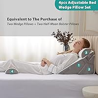 Vista 49 de Bedluxe - Juego de 4 almohadas ajustables de cuña para cama, almohada de espuma viscoelástica para después de la cirugía para el alivio del dolor