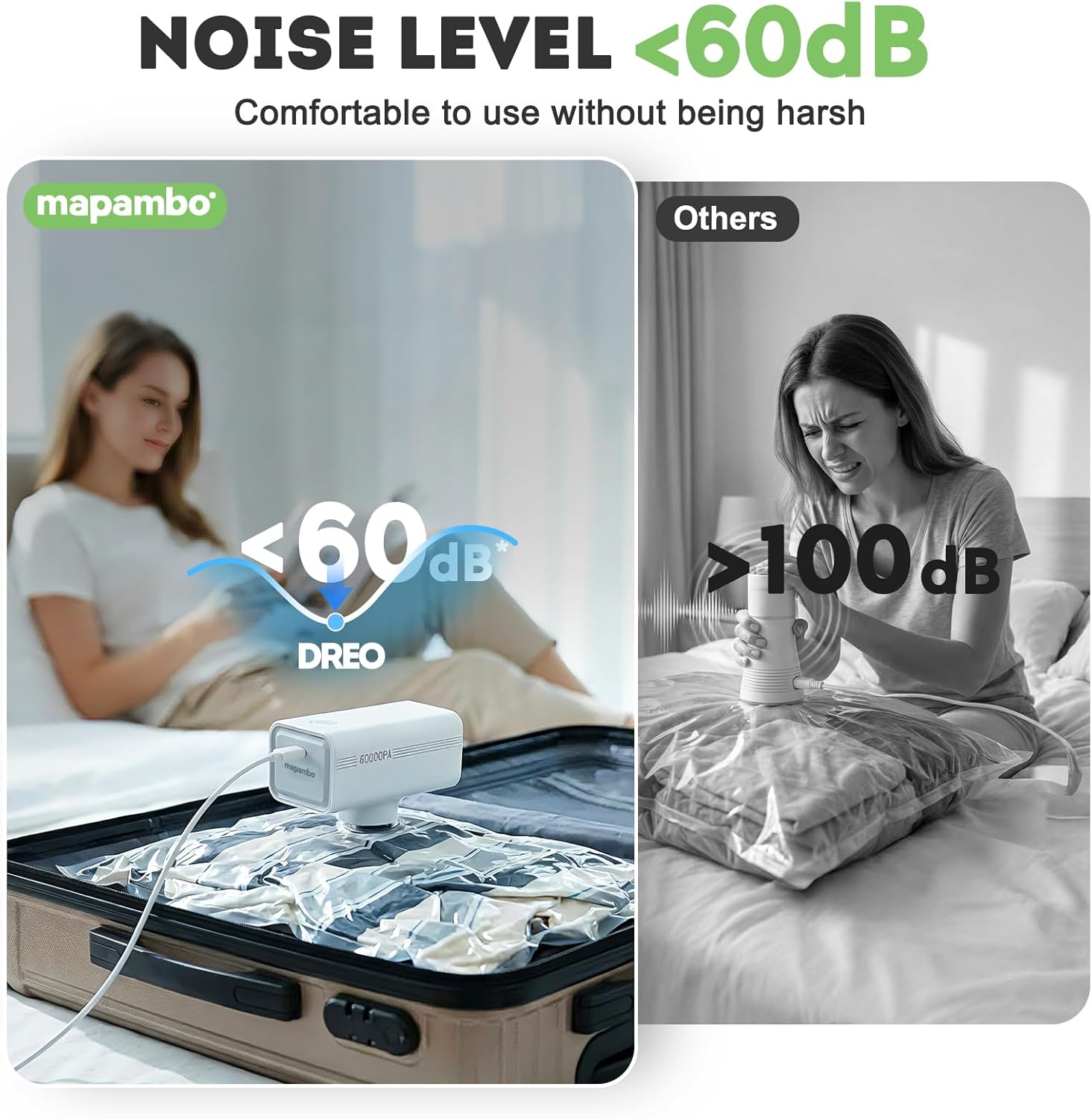 Mapambo Vacuum Storage Bags with -60000Pa USB Pump, 15 Pack Vacuum Seal Bags for Clothing Travel in 3 Sizes, Travel Vacuum Bags with Pump, Saving up to 80% of Luggage Space (15 Combo Size) - Image 3