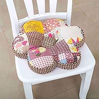 vctops Flower Shaped Farmhouse Floral Chair Pad Cushion - Soft Comfy Cotton Seat Pillow, 16x16 Red