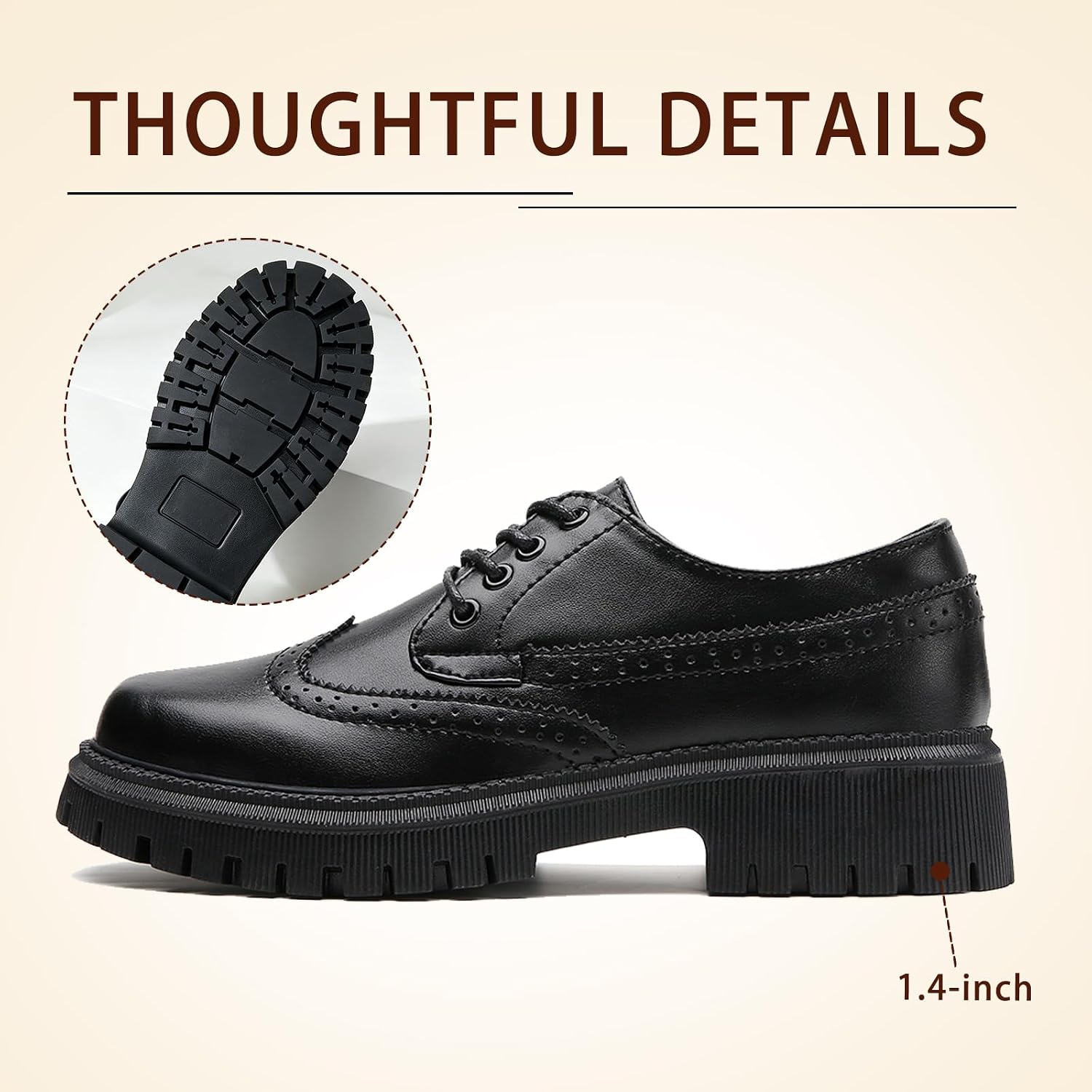 Oxford Shoes for Women Patent Platform Non‑Slip Work Dress Casual Shoes