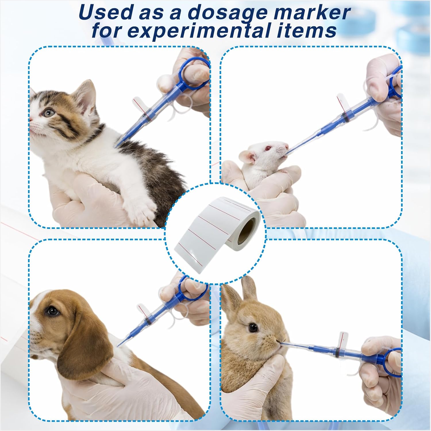 Dosage Labels Syringe Line Stickers 1.5" x 0.5", Bright Red Marking Indicator Decals for Veterinary Pharmacy Clinic, 500 Pcs Per Roll (10 Rolls)