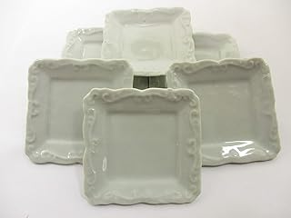 45x45mm of 6 Square Plate Dish Dollhouse Miniatures White 1:6 Compatible with Barbie Ceramic 12677