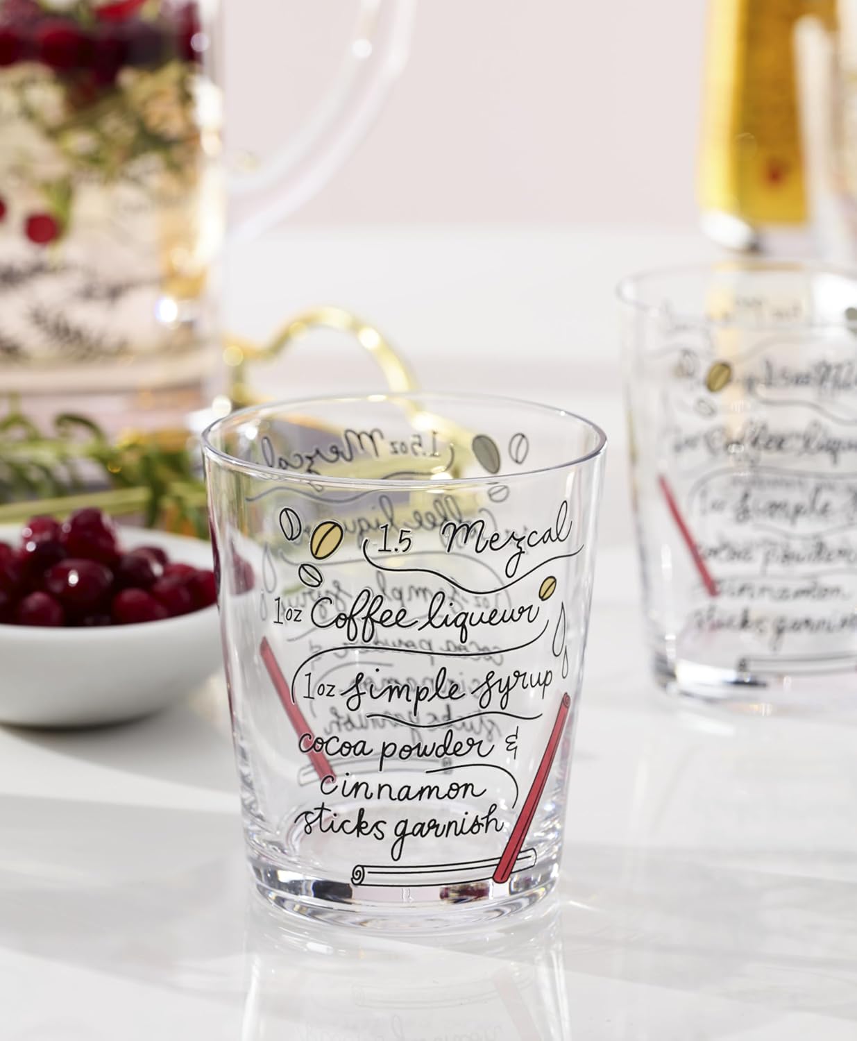 kate spade new york Make Merry Double Old Fashioned Glasses, Set of 4, Christmas, Cocktail Glass, Holiday Whiskey