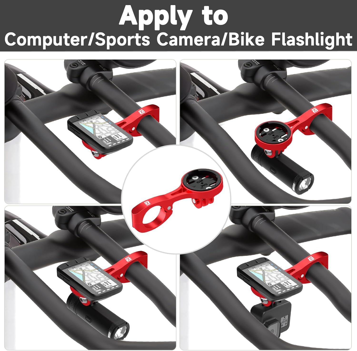 Garmin Bike GPS Computer Mount,Aero Bars Mount Designed for 22.2mm & 22.4mm Handlebars,Bicycle Bracket Work for Wahoo,for Bryton,for Cateye & for Gopro,Bicycle Light Bracket for Sport Camera