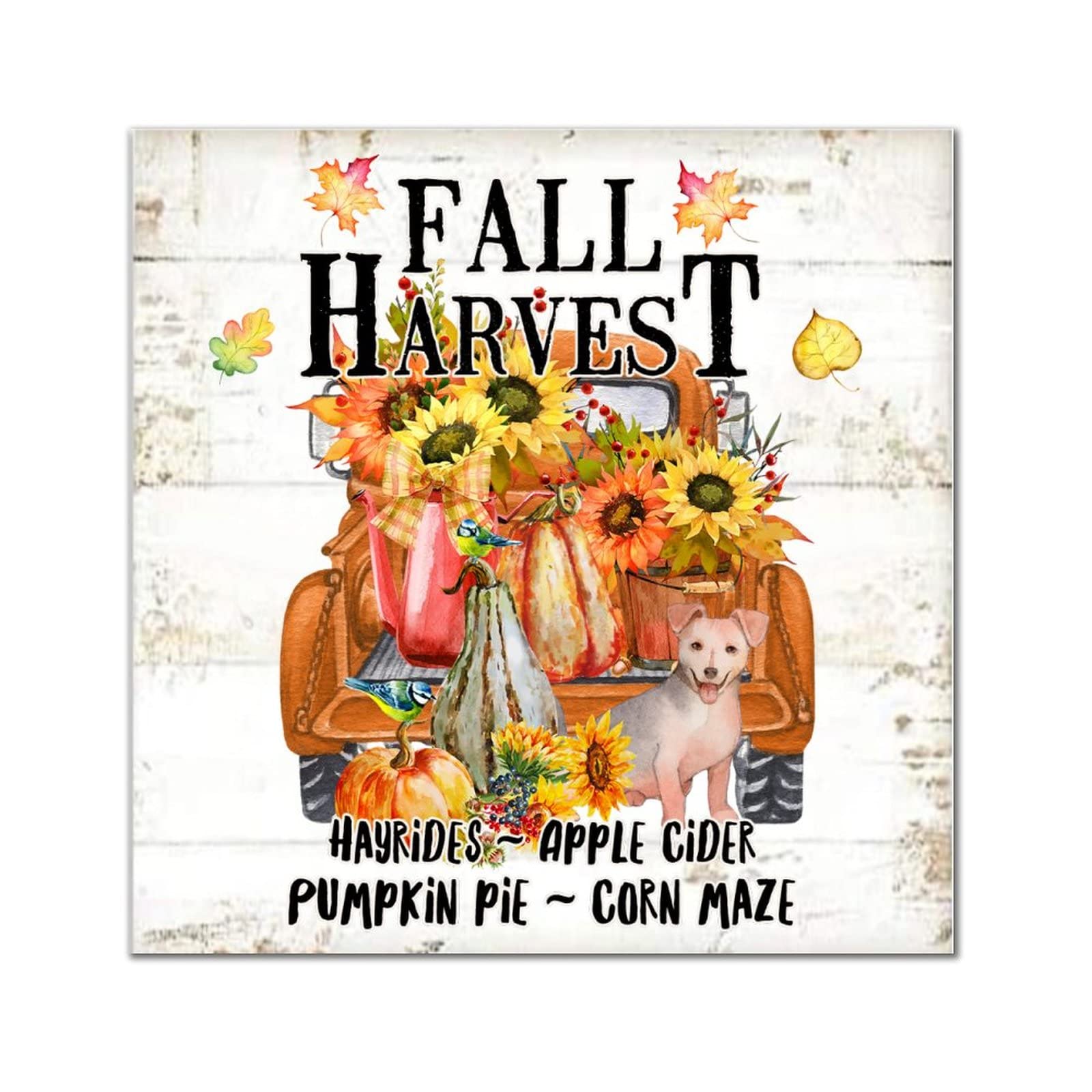 Plaque bois Fall Harvest Briard Dog décoration vintage