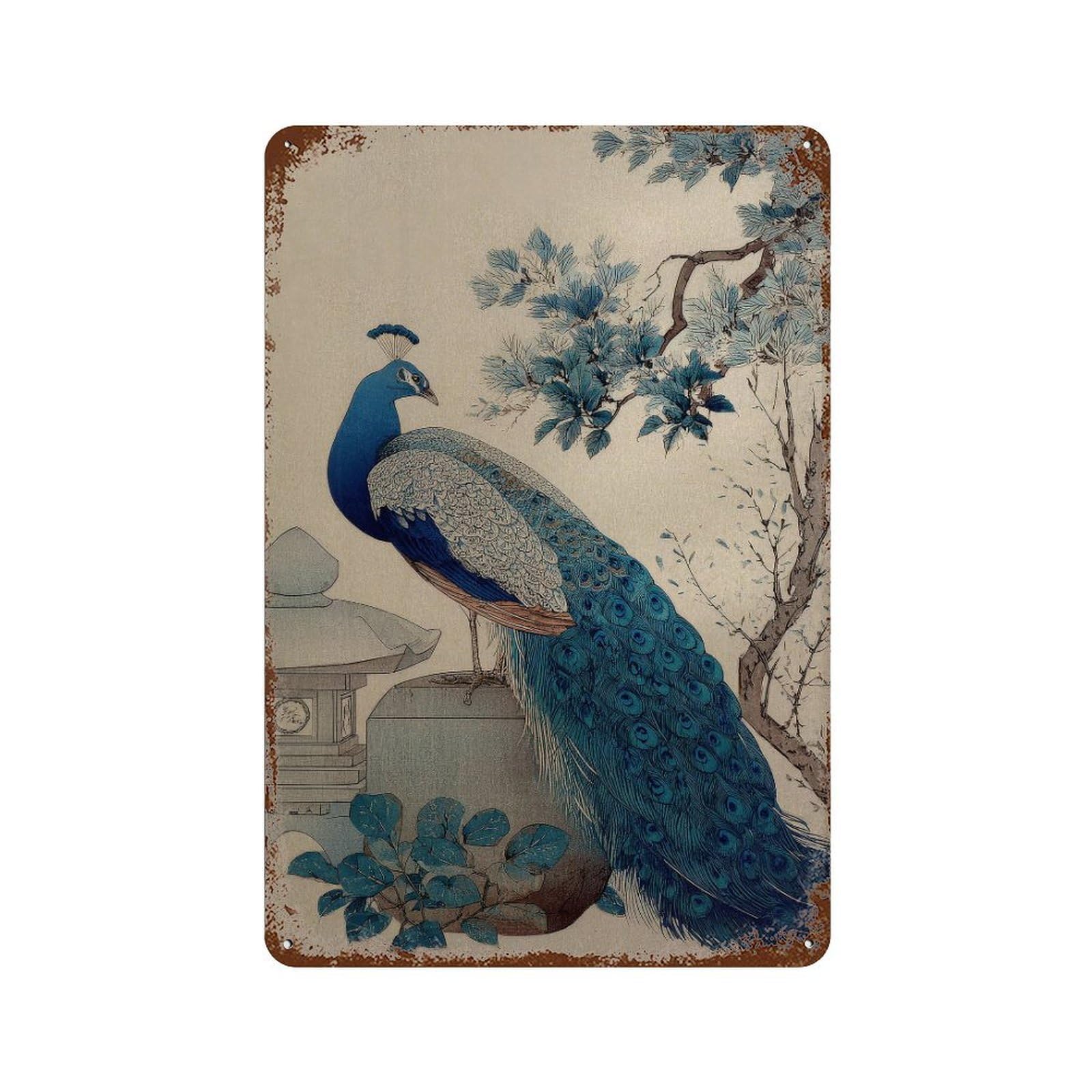 xiaoxiaoshen Peacock. Traditional Japanese Ukiyo Wall Decor Art Metal Tin Poster Modern Home Decor Art Home Bar Shop Decorations Vintage Sign 30x20cm