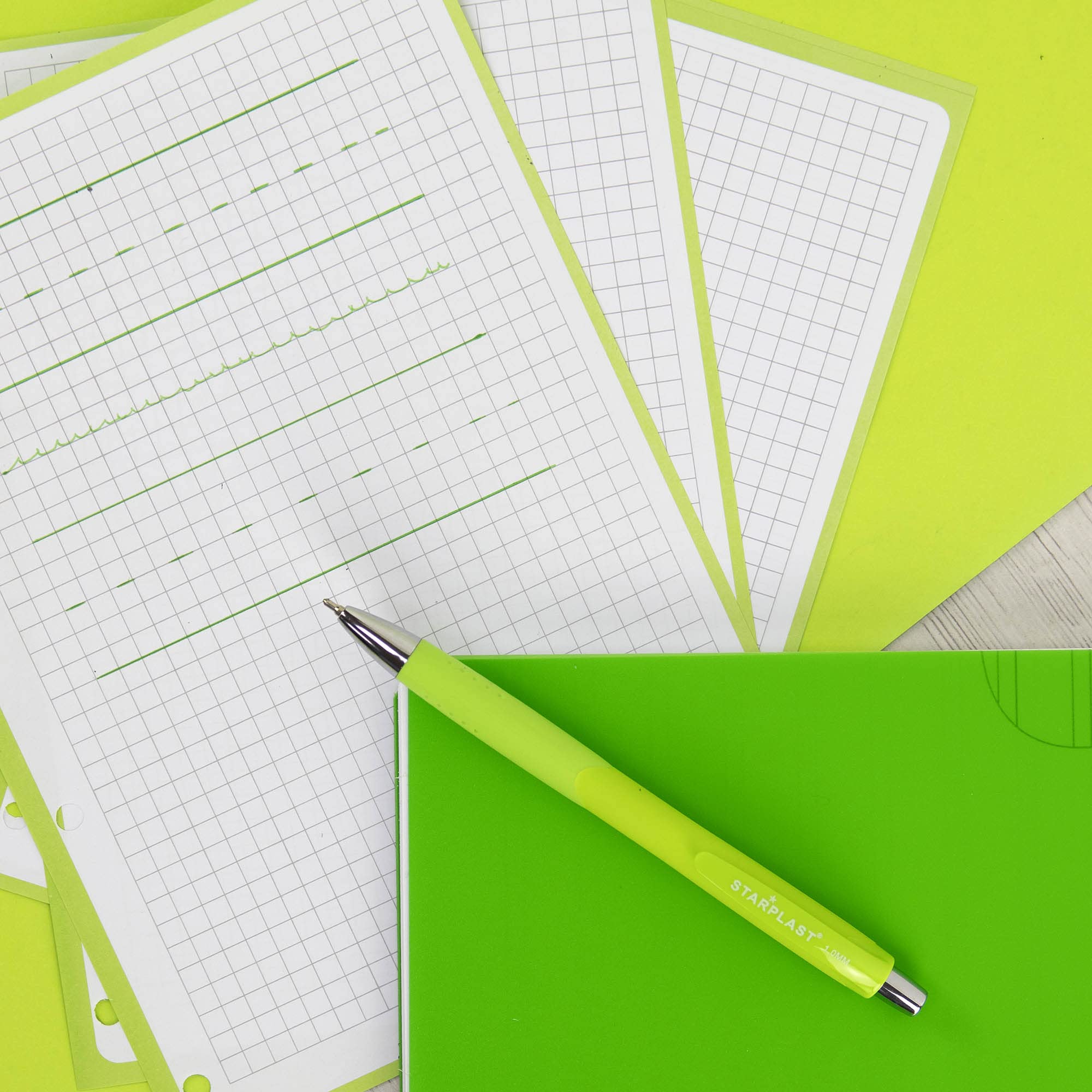 Starplast – 10 Penne A Inchiostro Verde, Punta 1 Mm – Scrittura Fluida, Morbida E Resistente Per Scuola E Ufficio
