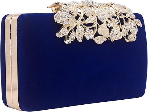 Miniatura 3 de Dexmay - Bolso de mano con diamantes de imitación y cierre floral de cristal, para mujer, bolso de noche formal para fiesta, Azul