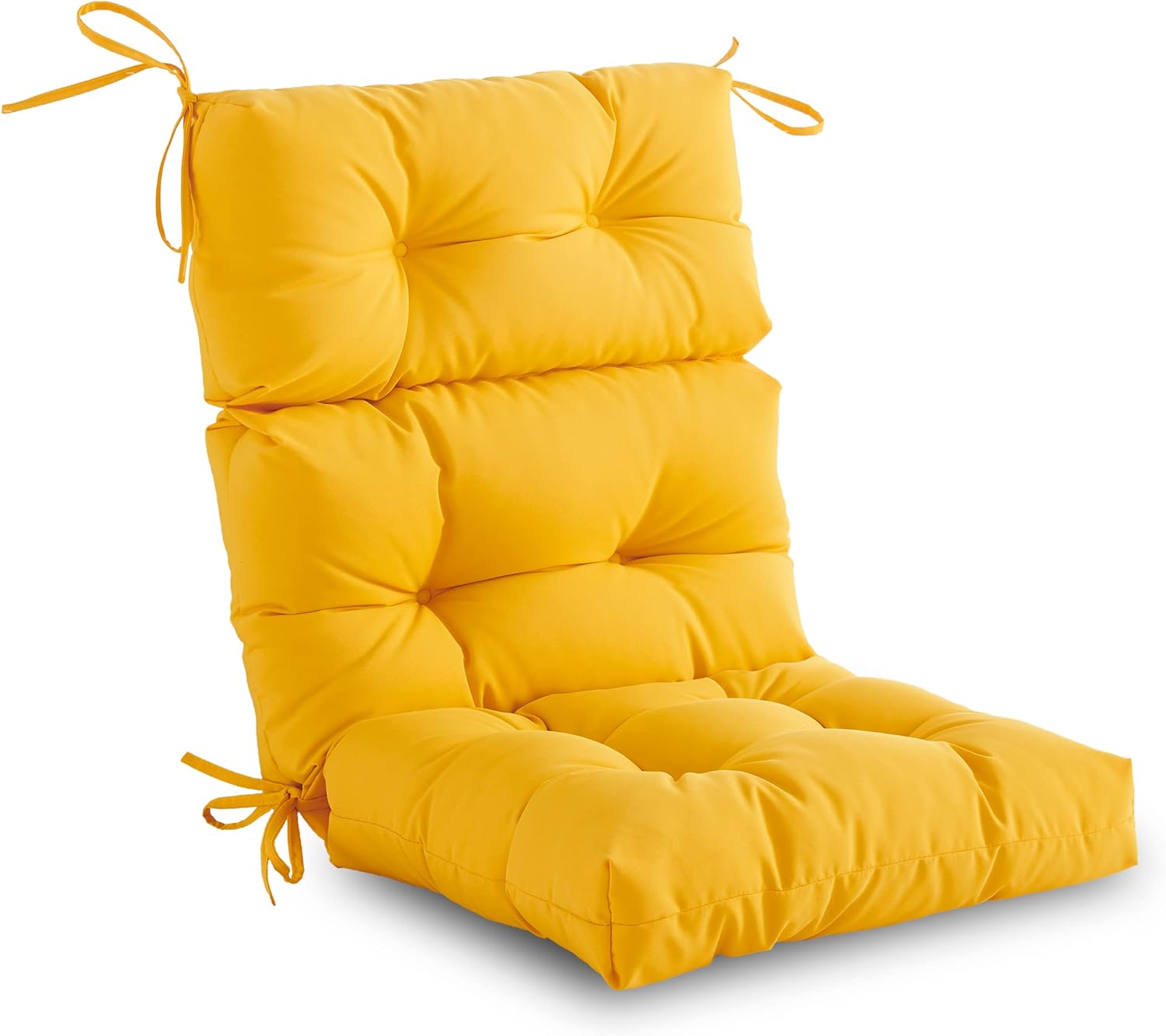 Outdoor/Indoor High Back Chair Cushion - Waterproof All-Weather Stuffed High Rebound Foam Adirondack Seat/Back Cushion for Outdoor Furniture, Yellow