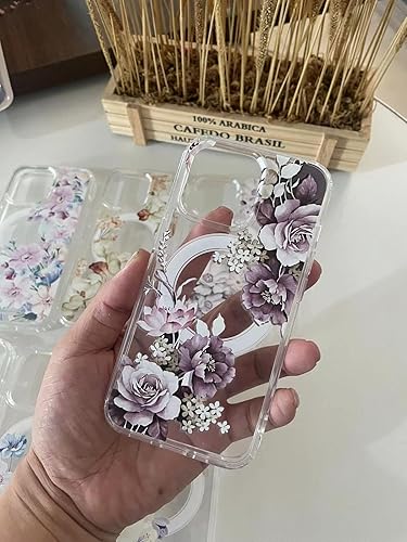 Miniatura 2 de Funda Magsafe para iPhone 11 Pro, lindo floral delgado a prueba de golpes protector duro PC+TPU parachoques flor mujeres cubierta magnética caso