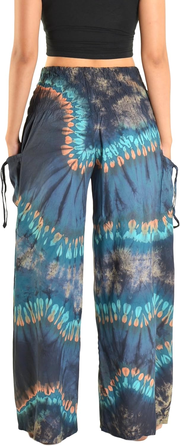 Orient Trail Women's Cold Dyed Wide Leg Palazzo Yoga Tie Dye Pants
