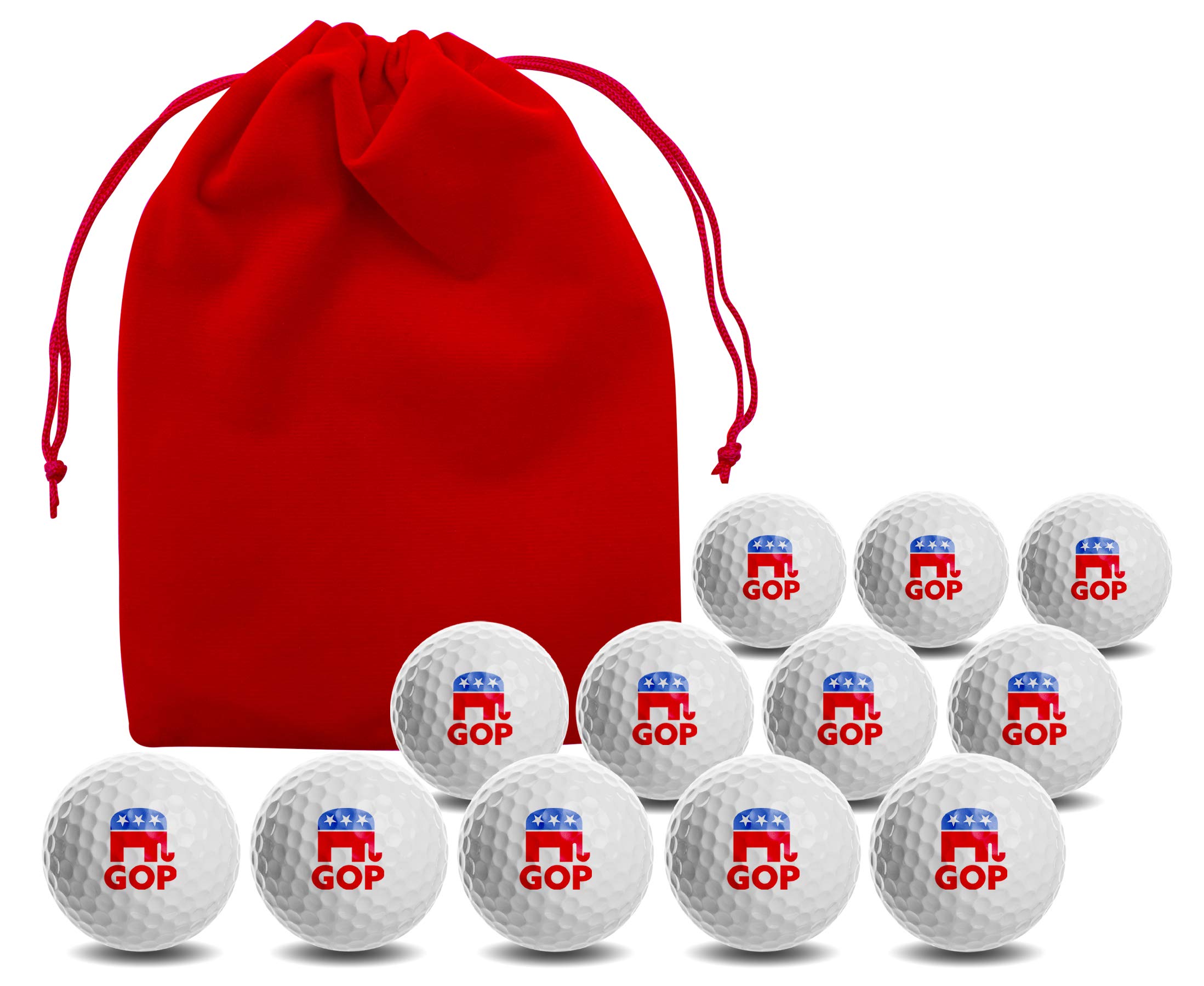 Clip Wipes 12 Republican Golf Balls with Red Tee Pouch (GOP-12PK)