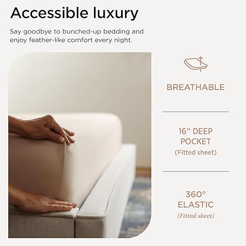 Miniatura 5 de Threadmill Home Linen juego de sábanas de 400 hilos, 100% algodón, ropa de cama de lujo, tamaño King, juego de 4 unidades, tela satinada suave,