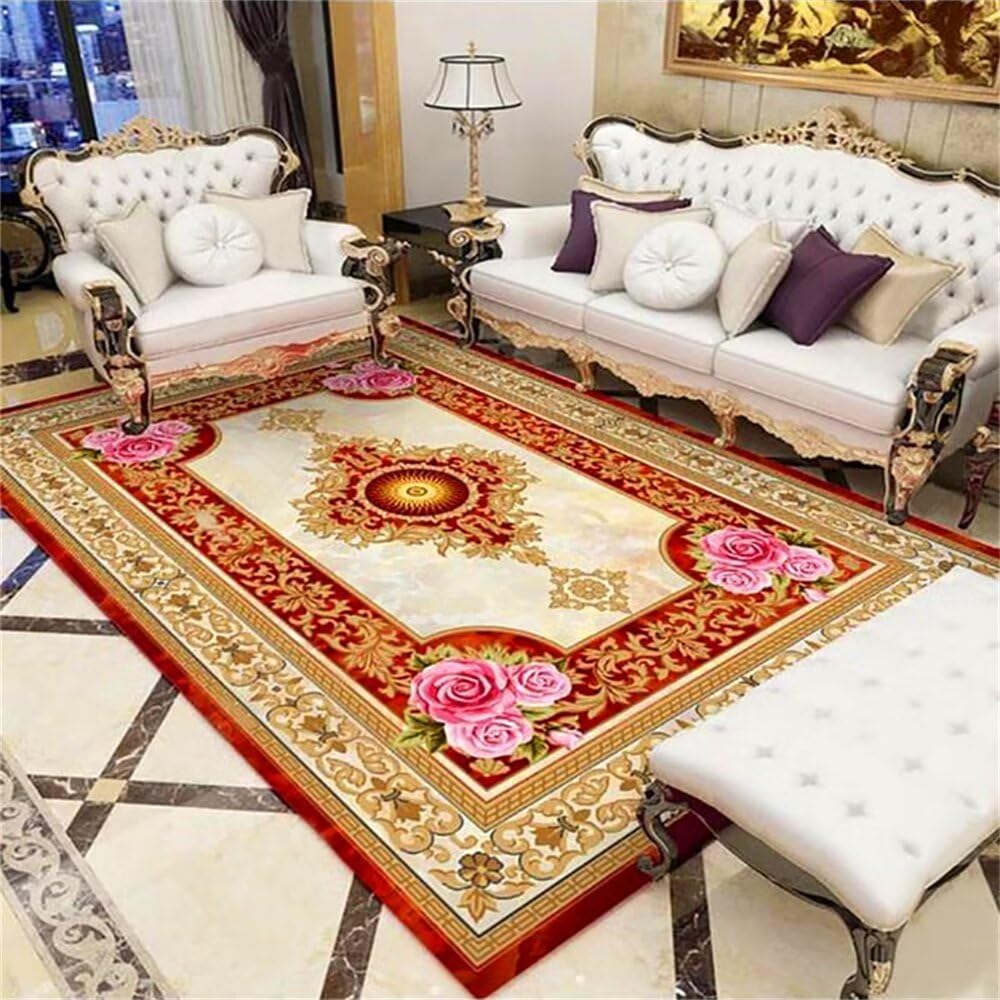 Tapis de salon rouge facile à entretenir déco chambre ado fille