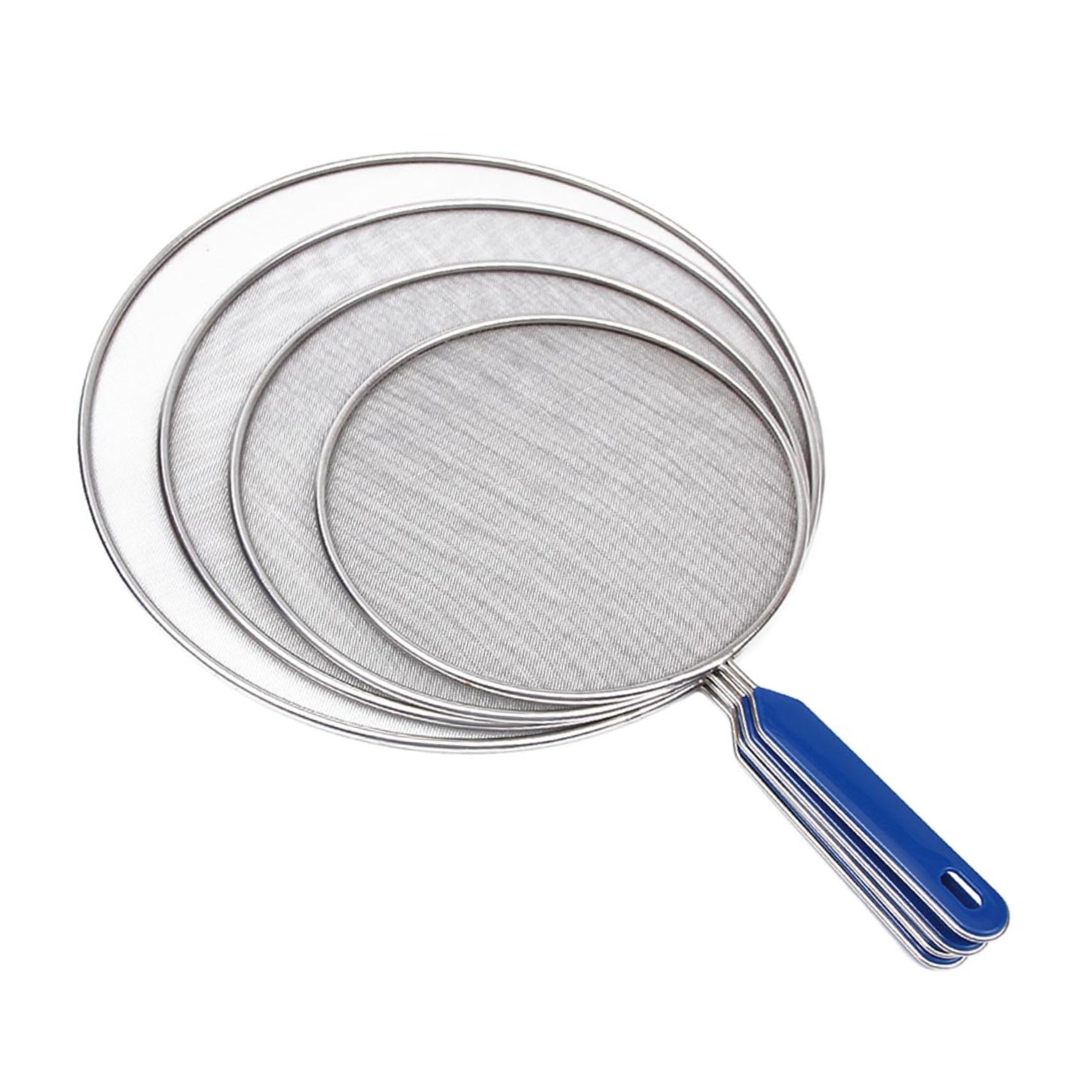 Tapa Antisalpicaduras de Acero Inoxidable Azul para Cocina, Práctica Cubierta Antiderrames para Sartén, Pack de 4 Piezas Adecuado para Cocinar sin Ensuciar