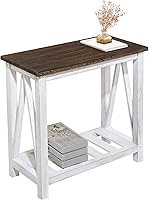 Vista 1 de Farmhouse End Table Narrow Side Table Living Room Slim End Tables with Storage Shelf 2 Tier Nightstand for Bedroom Hallway Dormitory, Rustic Brown