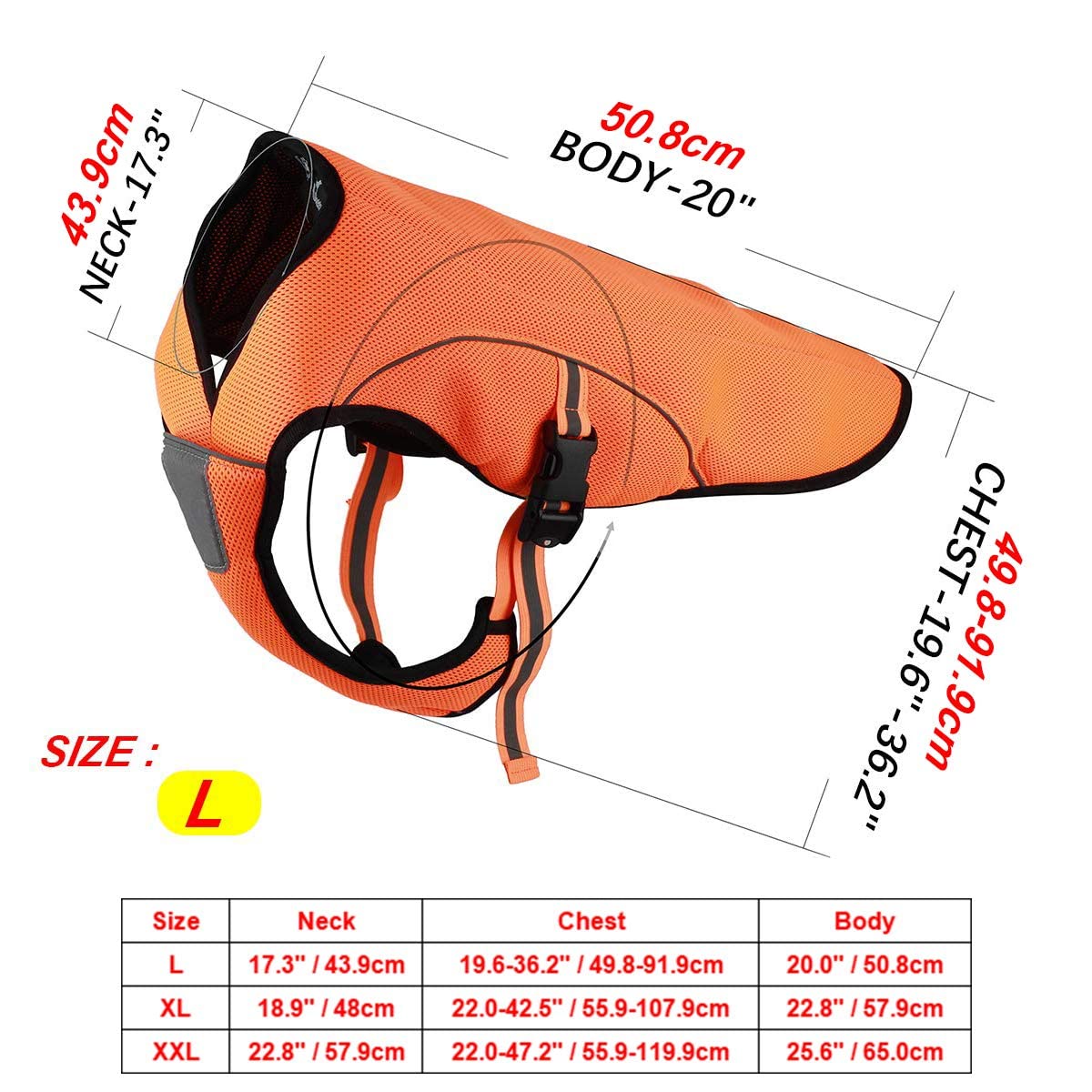 Płaszcz przeciwdeszczowy dla psów, kamizelka chłodząca dla psów Lekka, oddychająca, spakowana, spacerowa, treningowa, odblaskowa kurtka kempingowa (L (Pack of 1))
