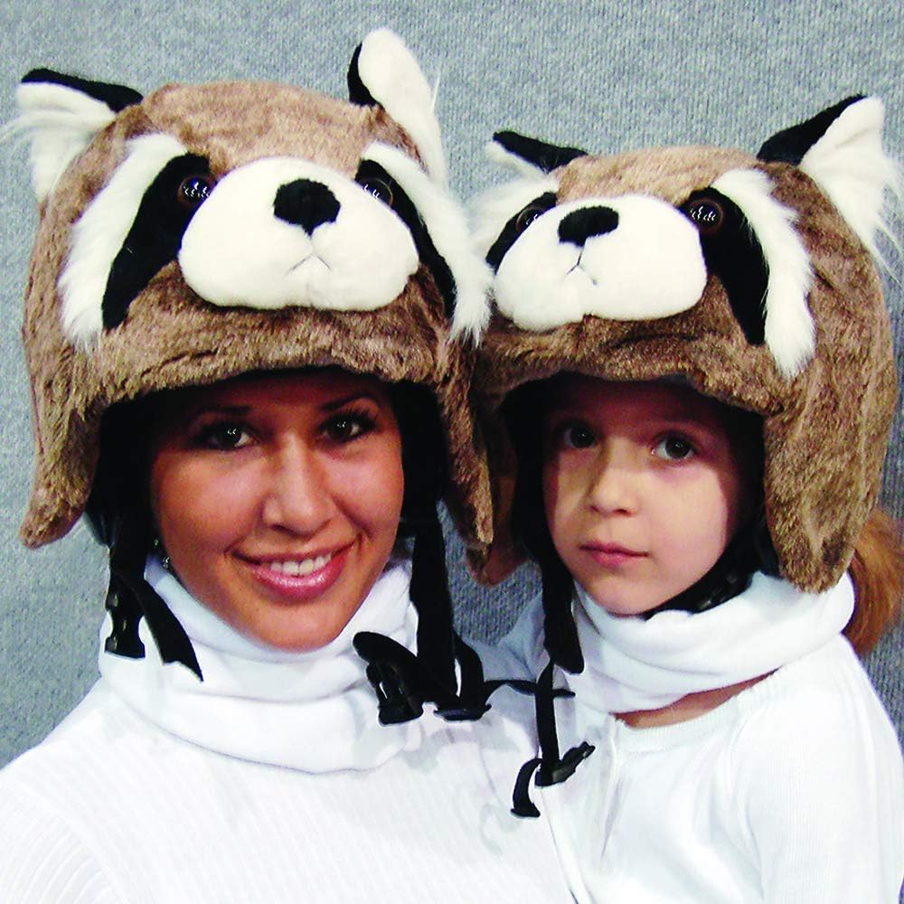 crazeeHeads Plush Helmet Covers - Great for Skiing, Snowboarding, Winter Fun, Girls & Boys Accessories, Cool Animal Helmets Cover for Kids and Adults (Benny The Bandit Raccoon)