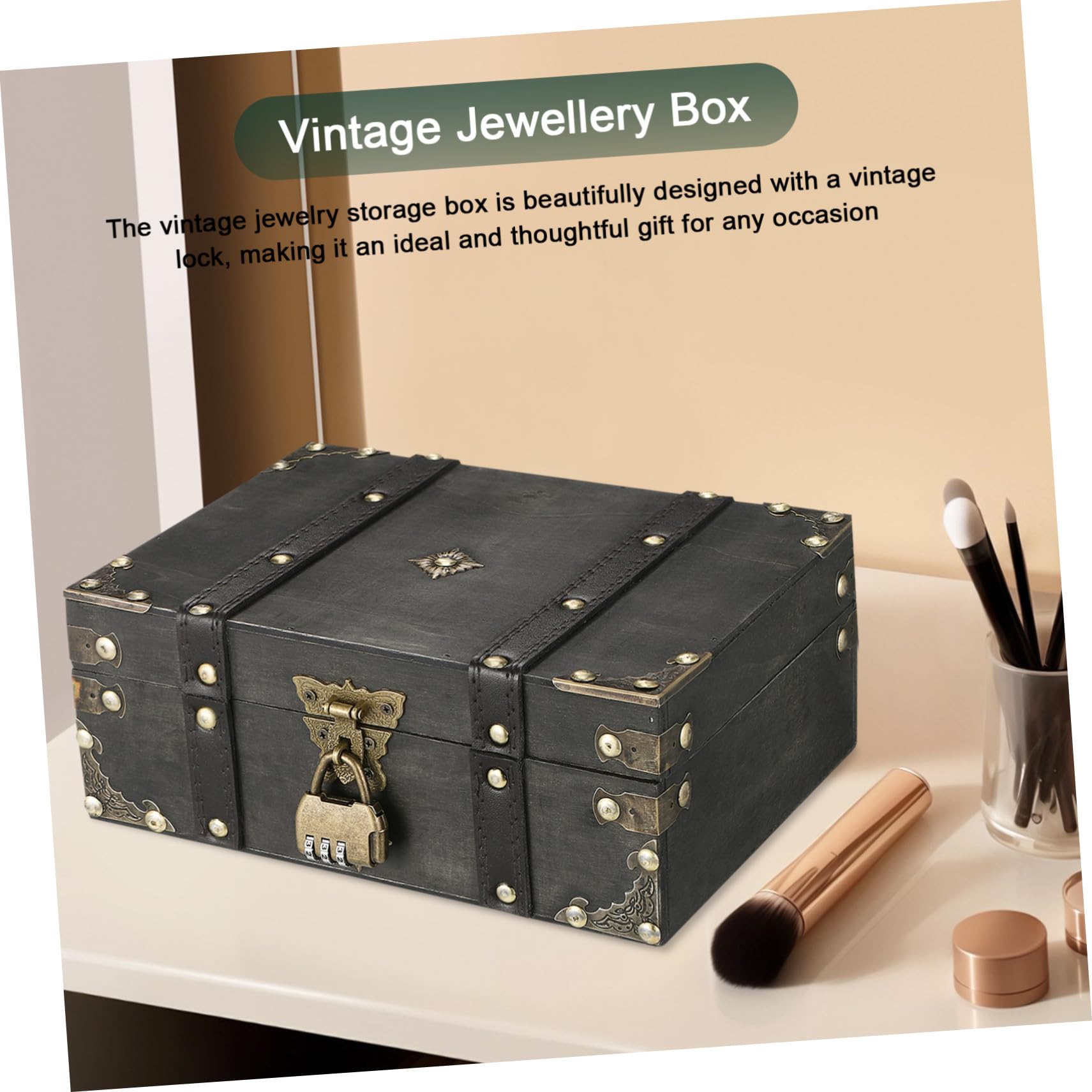 BESTYASH Schmuckschatulle Mit Schloss Vintage-aufbewahrungsbox Für Damen Dekorative Schmuckdose Mit Zahlenschloss Kleine Vintage-schmuckkästchen Für Halsketten Ringe Und Armbänder