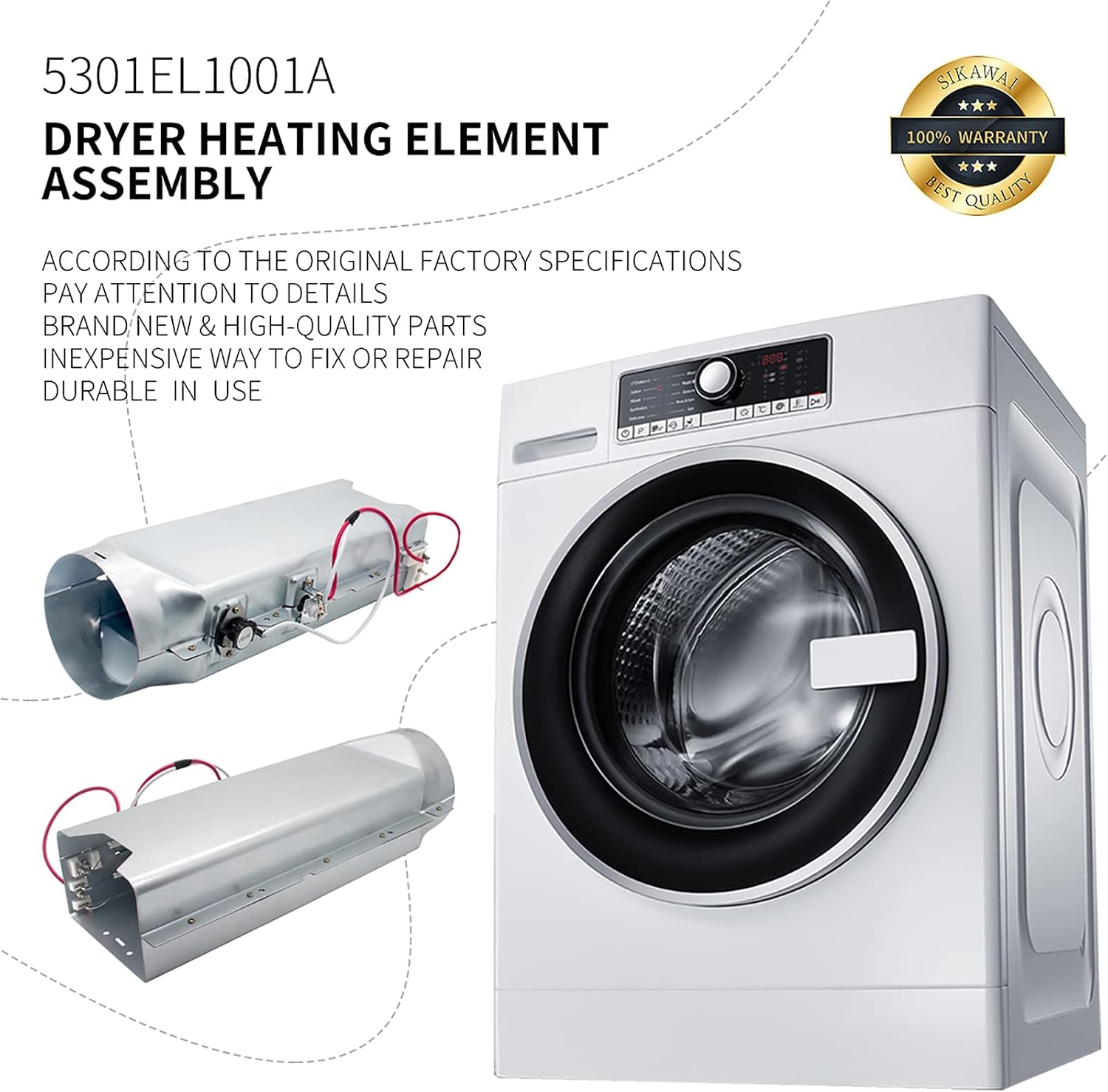 Uр Tо 60% оƒƒ 5301EL1001A Dryer Heating Element Assembly by Sikawai Compatible with LG Ken-more Dryers Replaces 5301el1001j 1377645 AP5072170 AP4439759 PS3527791 PS3527790 EAP3527791