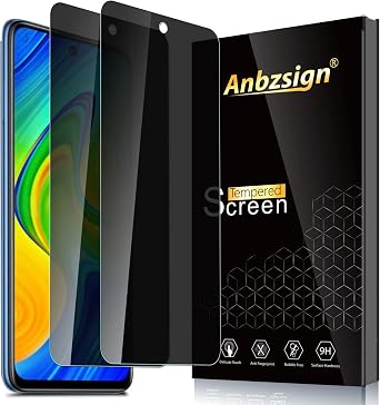 Anbzsign [2 Pack] Redmi Note 9S / Note 9 Pro/Note 9 Pro 5G 6.67" 2020 Privacy Screen Protector, Anti-Spy 9H Hardness Tempered Glass