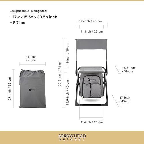 Miniatura 3 de Arrowhead Outdoor Multi-Function 3-in-1 Compact Camp Chair: Backpack, Stool & Insulated Cooler, w/Bottle Holder & Storage Bag, External Pockets