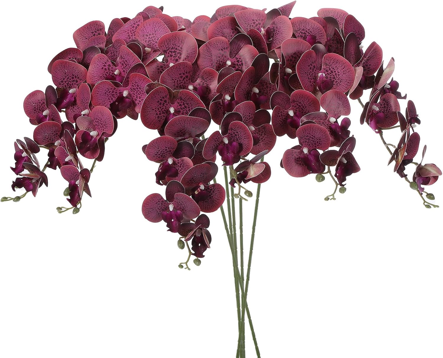 PATIKIL Artificial Orchid Stems 41", 6 Pack 9 Heads Faux Phalaenopsis Flowers Real Touch Fake Orchid Flower Branch for Vase Home Wedding Decoration, Dark Pink