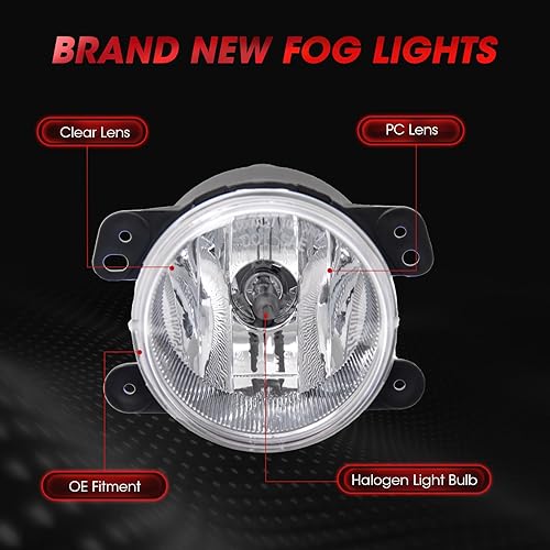 Miniatura 4 de WEZEMLIGHT Repuesto de montaje de faros antiniebla para Wrangler 2007-2009 Dodge Magnum 2009 Dodge Journey 2006-2010 Chrysler PT Cruiser 2005-2010