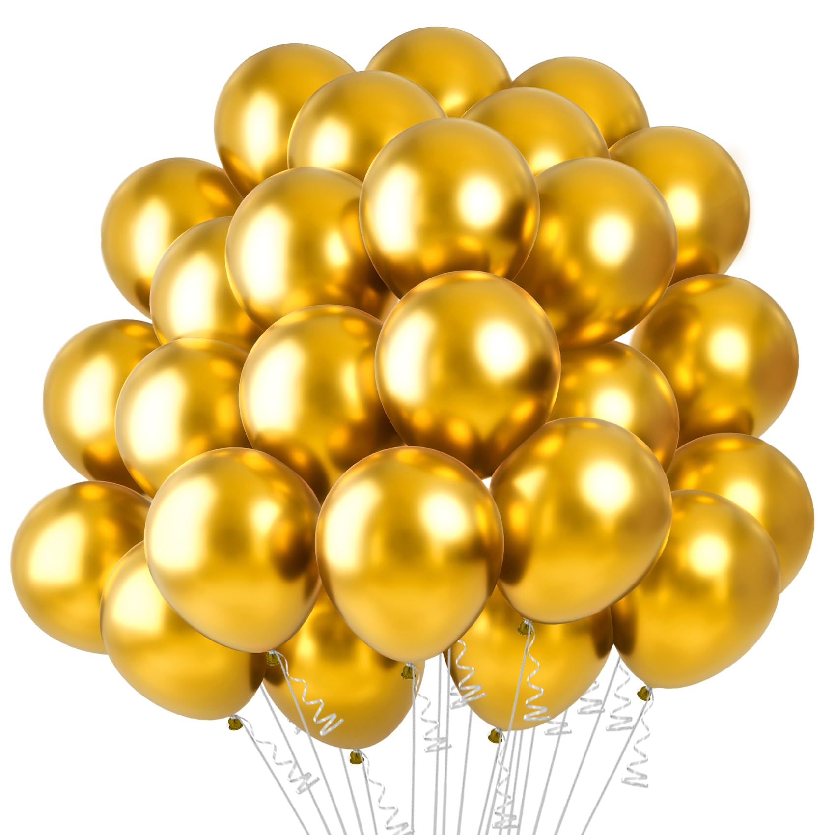 Balony dekoracyjne 25 cm - chromowane złote lateksowe balony imprezowe - 100 szt