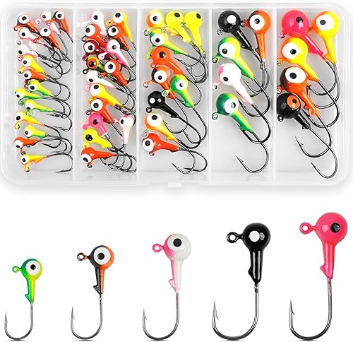 Ganchos de cabeza de plantilla de pesca con cabeza de bola redonda, anzuelos de pesca, señuelos de lubina, cabezas de plantilla para trucha,