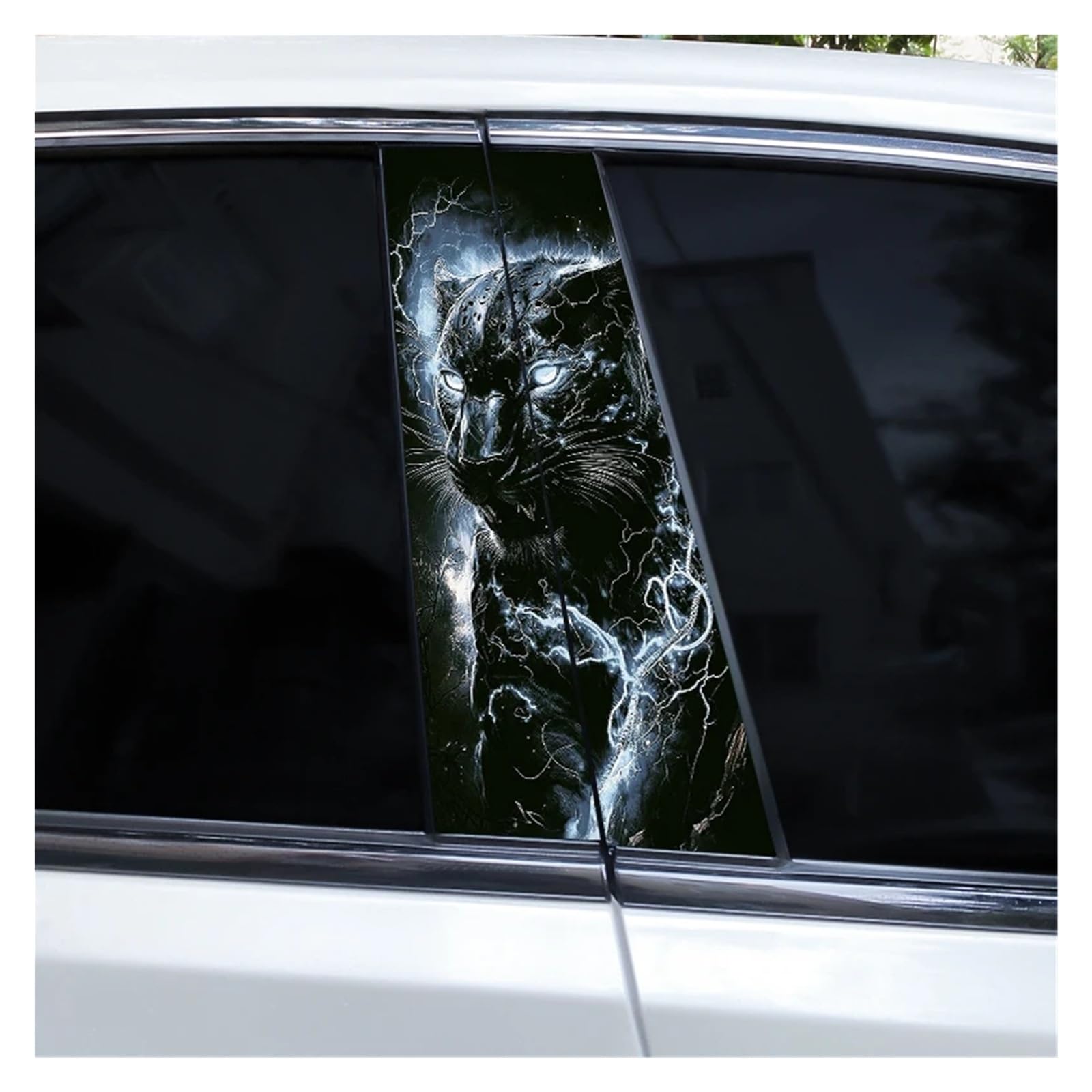 Car Side Decals 2pcs Flaming Tiger Animal Stickers Car Center B-Pillar Anti-Scratch Vinyl DIY Self-Adhesive Decal(Style M)