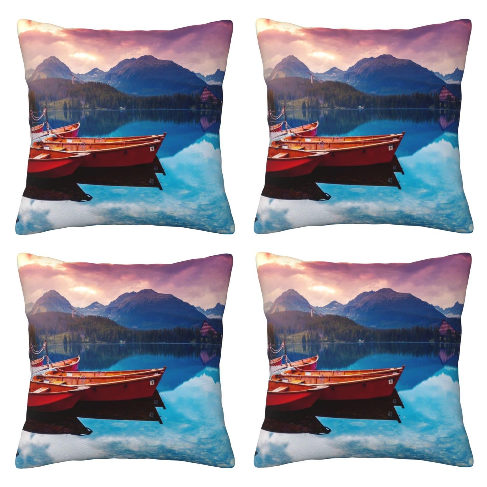 Housse de coussin douce contre le stress motif lac BAFAFA