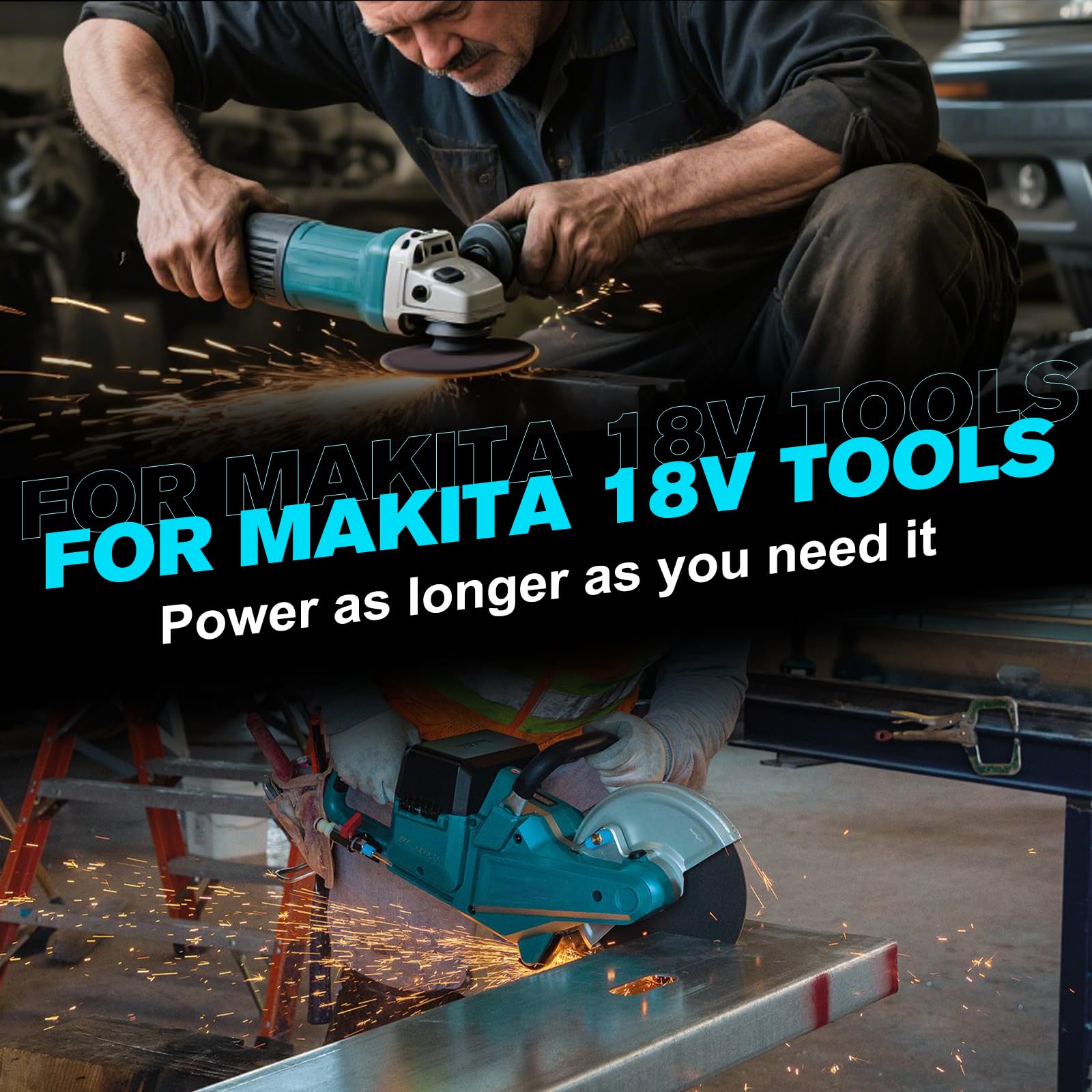 2 batterie di ricambio da 8000 Ah per batteria Makita da 18 V