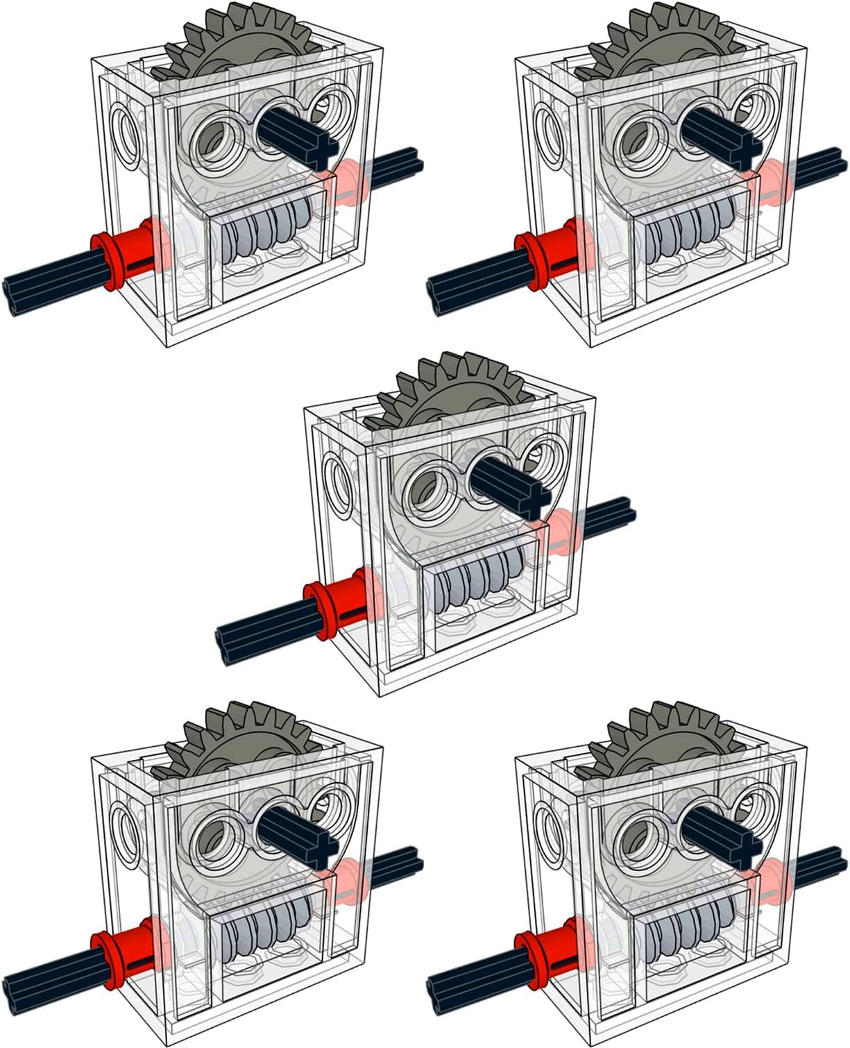 SEEMEY 5 sets of technical parts complete gearbox assembly Trans-Clear Wormbox gear motor reducer block Mindstorms Robotics ev3 NXT MOC Transparent Robotics Power Function Compatible with Part 6588