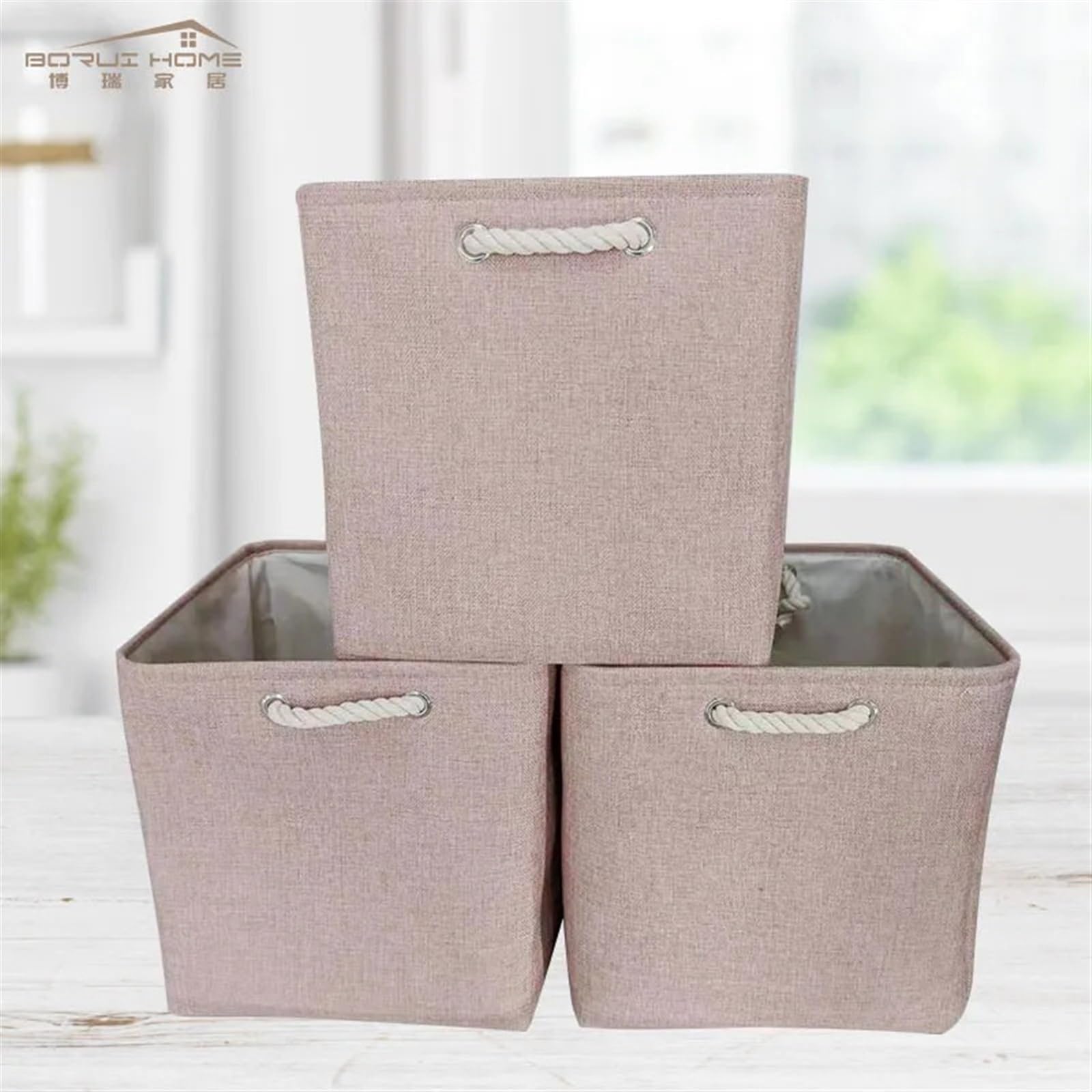 Klappbare Aufbewahrungsbox 6 Stück Leinen-Aufbewahrungskorb mit großer Kapazität, faltbarer Wäschekorb for Kleidung, einfache Stoff-Aufbewahrungsbox(Green)