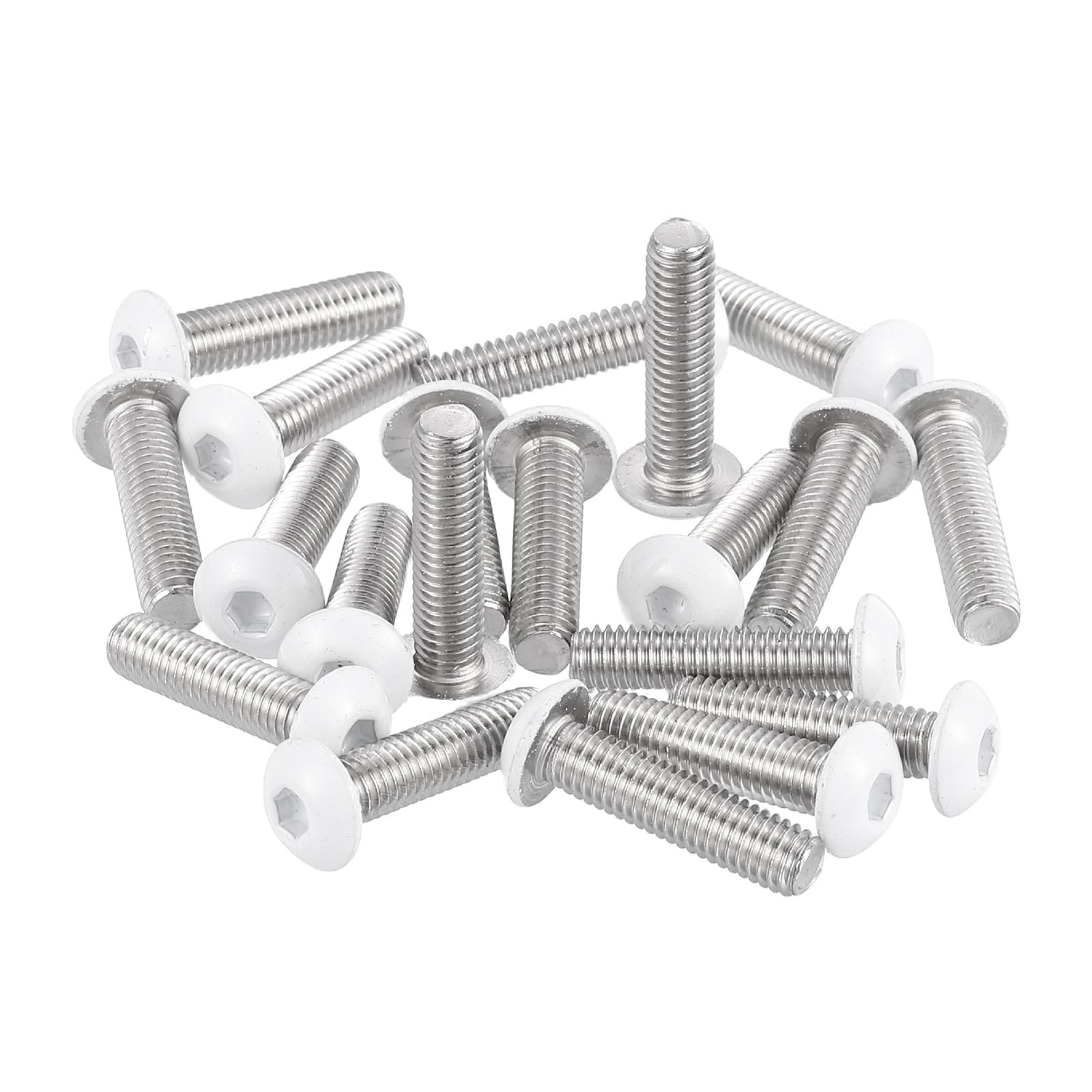 sourcing map 20 Pcs M5-0.8 x 20mm Button Head Hex Socket Head Screws, 304 Stainless Steel Bolts Full Thread Bright Finish Furniture Machine Screws for Furniture Electrical Appliances, White