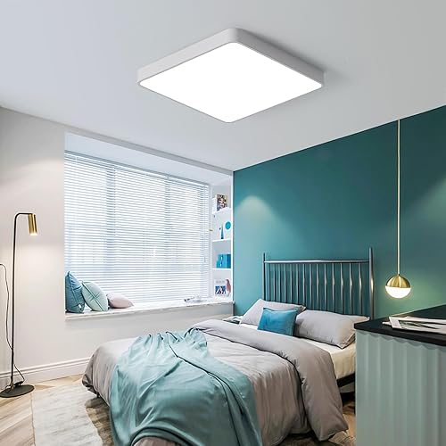 Miniatura 4 de Ganeed Lámparas de techo LED de 19.6 pulgadas, lámpara de techo cuadrada de 39 W, lámpara de techo LED de 6500 K, lámpara de techo LED de ahorro de