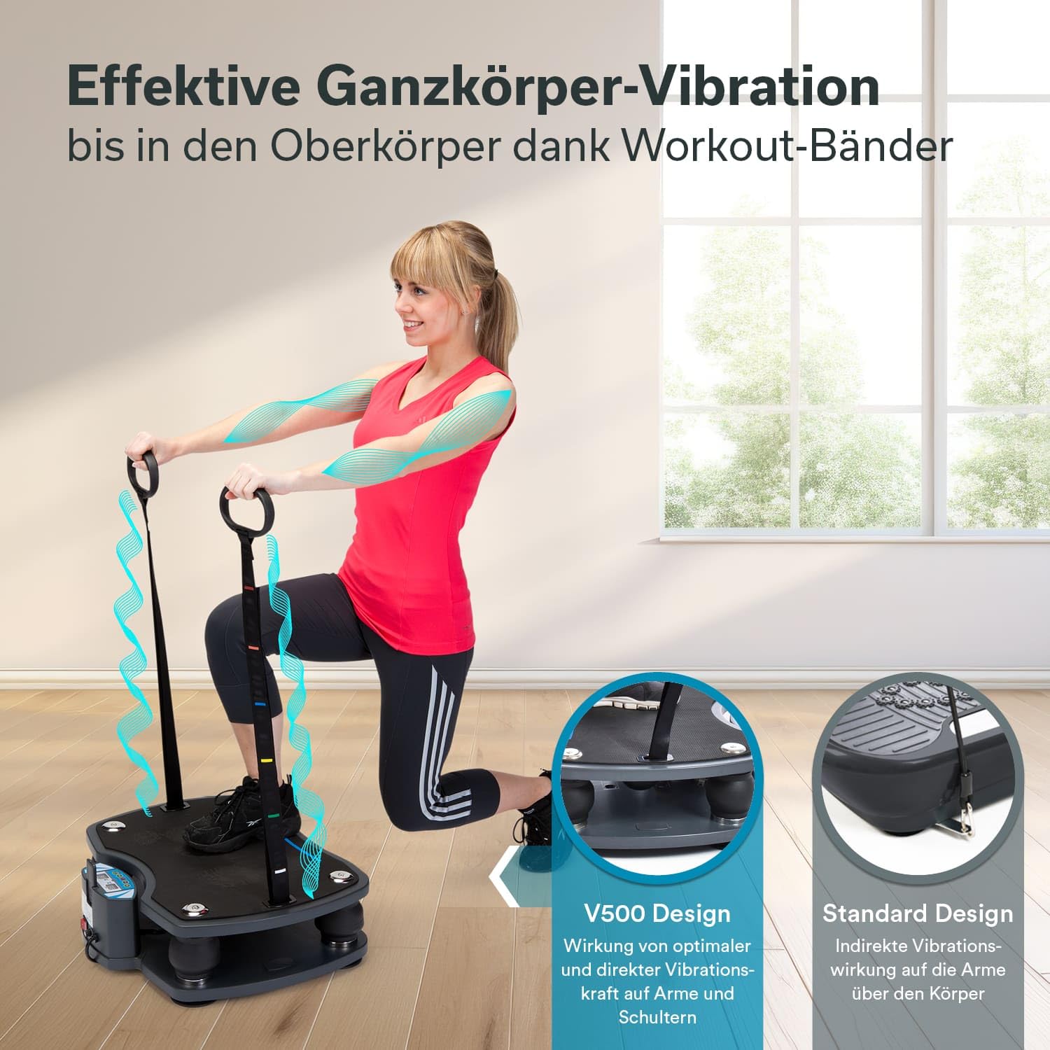 Skandika Vibrationsplatte 500 3D Vibration | große rutschsichere Fläche | 4  Programme + 20 Stufen | Fitness Von Zuhause | Inkl. Trainingsbänder,  Fernbedienung + Poster
