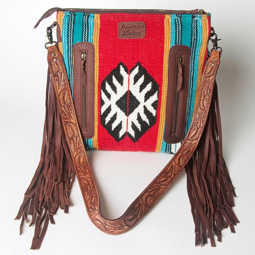 American Darling Signature Crossbody Hand Tooled Saddle Blanket Genuine Leather women bag western handbag purse