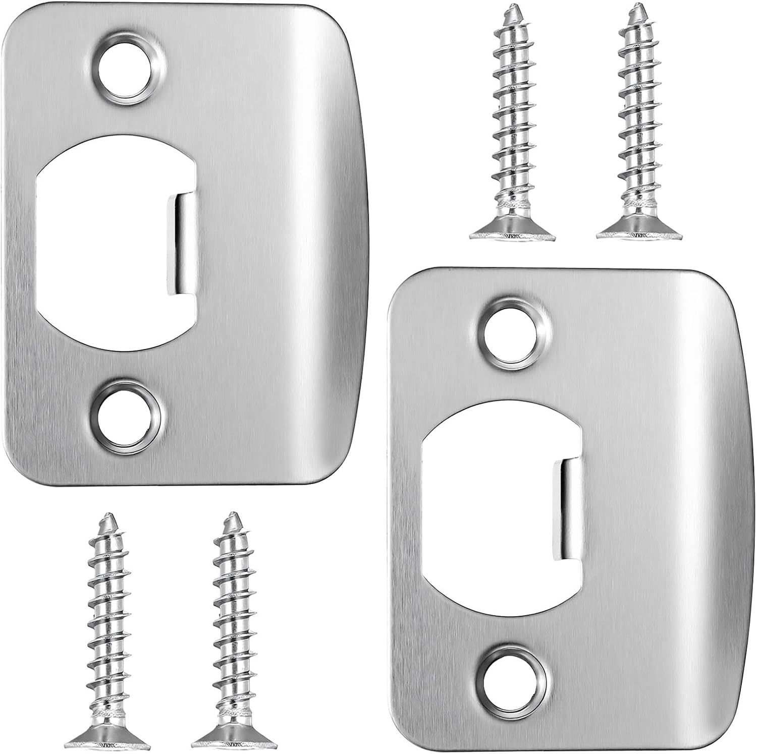2 Pack Door Strike Plate Deadbolt Strike Plate 2-1/4 Inch X 1-7/16 Inch Door Backplate Round Corner Strikes Plates for Interior Doors Home Office