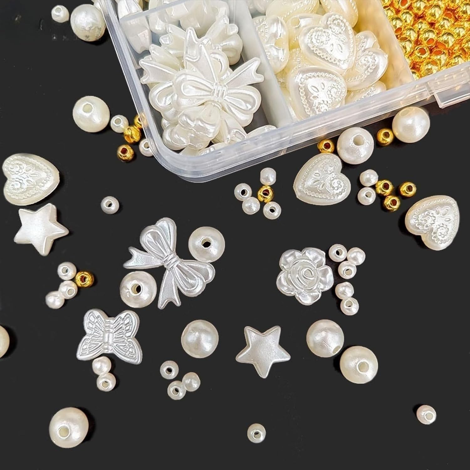 300pcs Necklace Bracelet Making Kit, Pearl Bracelet Beads, Suitable for Jewellery Making Kits DIY Bracelets, Earrings, Necklaces, Glamour Girl's Friendship Choice.(Imitation Pearl Beading) image 3