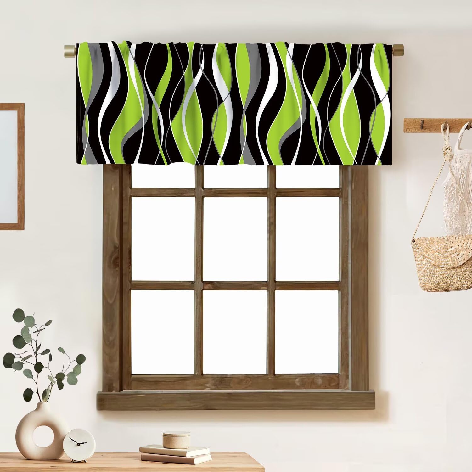 Hot Pink Valance Curtain Black Gray Rod Pocket Valance Window Treatments Short Curtains for Kitchen Bathroom Farmhouse Bedroom Living Room Decor 54x18inch