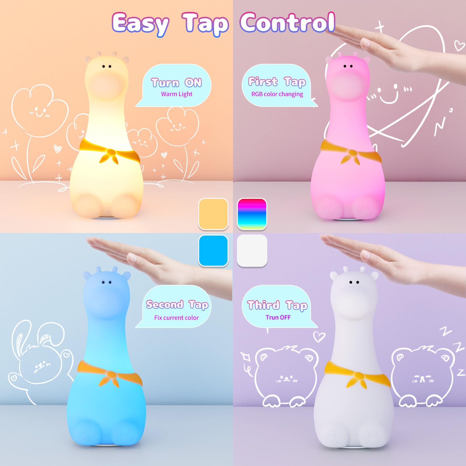 K KASONIC Night Light for Kids RGB Silicone Toddler Nightlight - Image 4