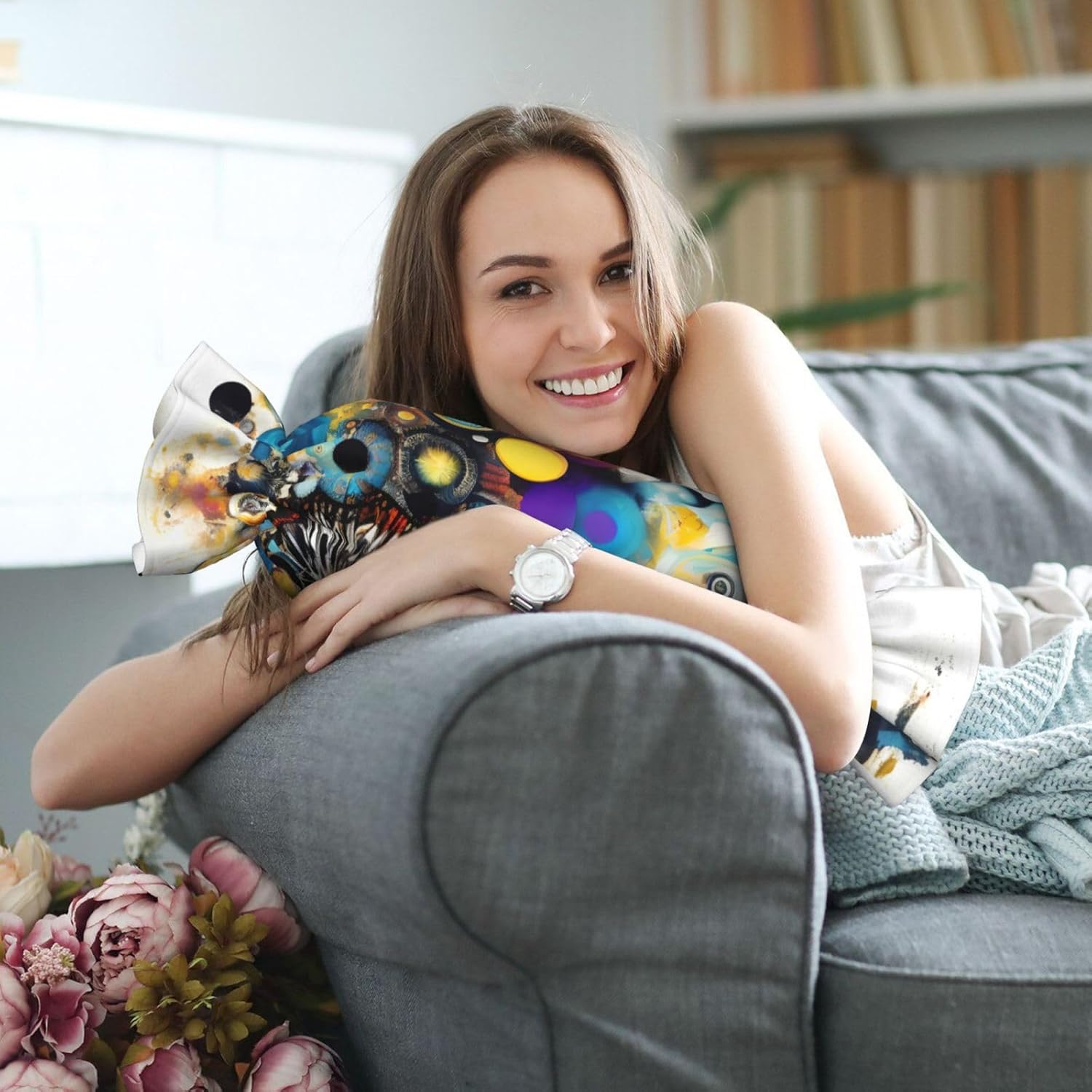 Artificial Intelligence Brain Print Candy Cylindrical Comfortable Pillow Throw Pillows Home Decor Easy Maintenance