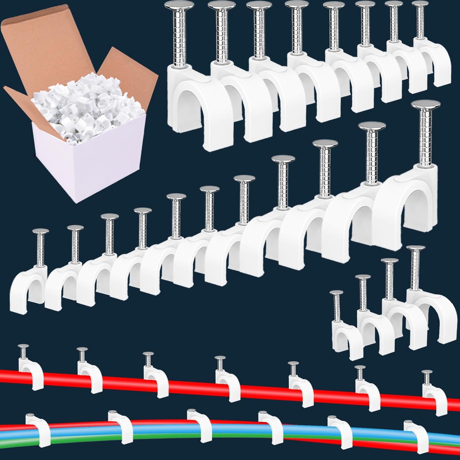 400 Pcs Cable Clips 4/6/8/10mm Nail in Cable Clips with