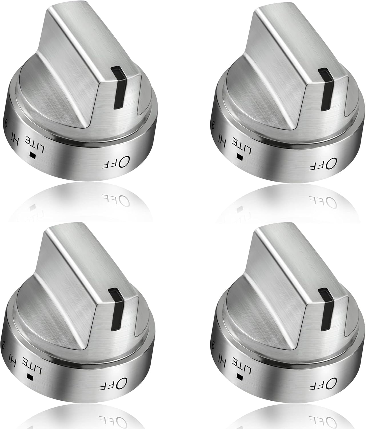 4 Pack Stainless Steel WB03x24818 Gas Stove Knob Replacement for ge,PS11729081 AP5989029 Stainless Steel Stove Replacement Knobs,Compatible with ge Stove Knob（Not Universal）