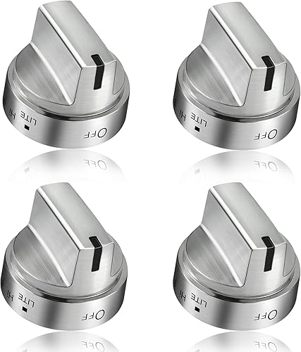 Miniatura 11 de Paquete de 5 pomos de acero inoxidable WB03x24818 para estufa de gas para GE, PS11729081 AP5989029 Perillas de repuesto de estufa de acero