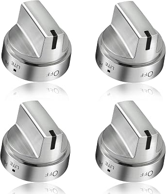 4 Pack Stainless Steel WB03x24818 Gas Stove Knob Replacement for ge,PS11729081 AP5989029 Stainless Steel Stove Replacement Knobs,Compatible with ge Stove KnobNot Universal