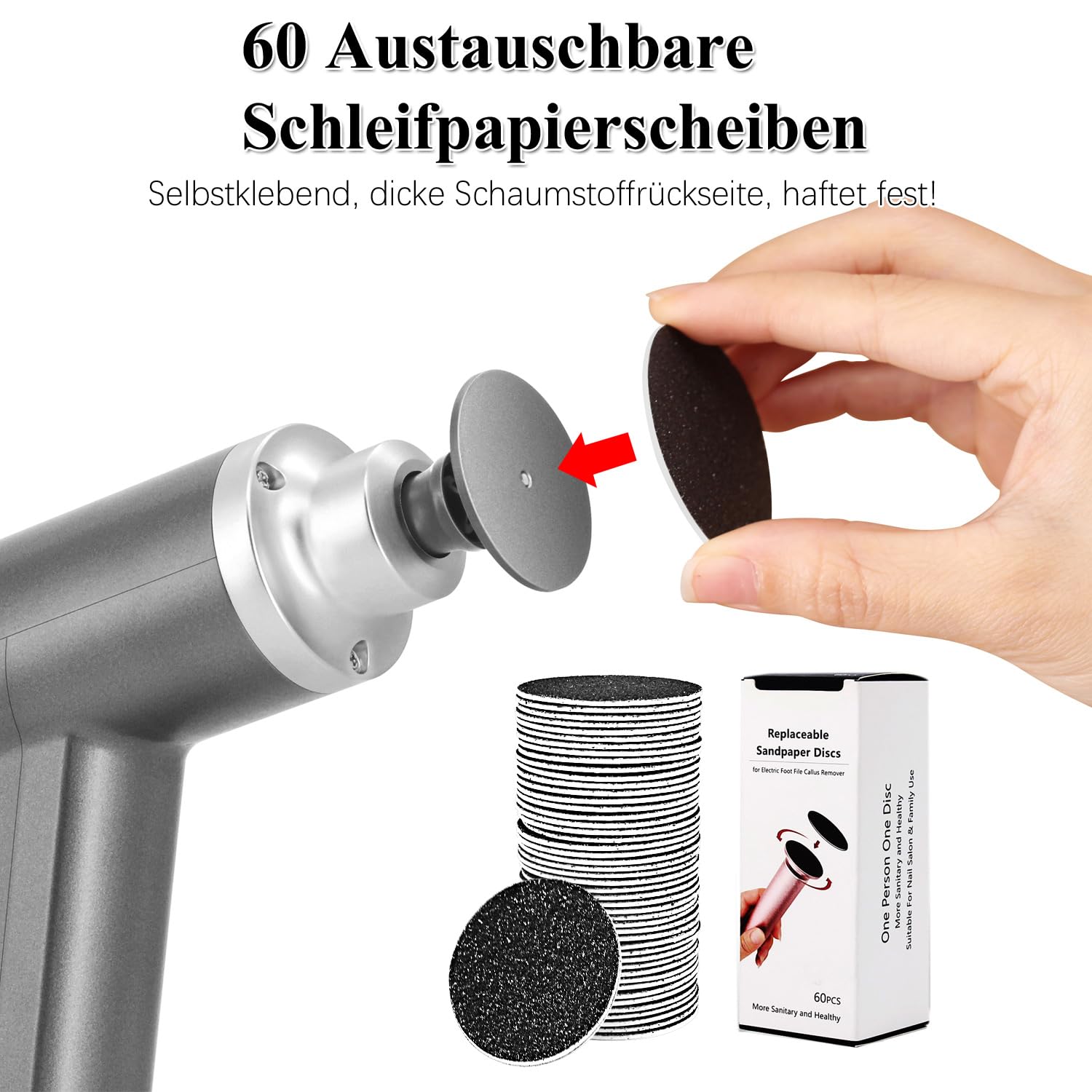 Elektrischer Hornhautentferner 4500rpm Einstellbare Geschwindigkeit Professionell Hornhautentferner Elektrisch Hornhaut Entfernen Pediküre Elektrische Fußfeile, Grau FCR-3